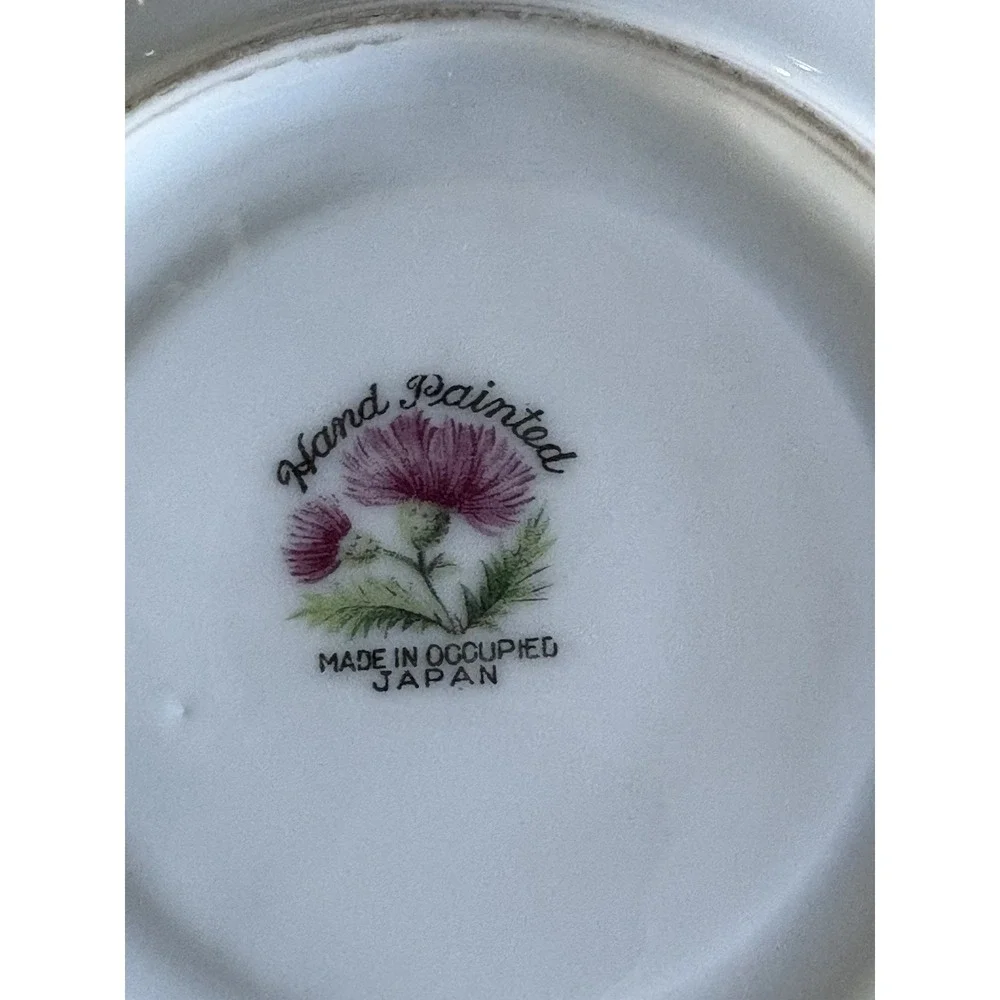 VTG Occupied Japan Hand Painted Pink Cereus Flower Gold Trim Teacup and Saucer